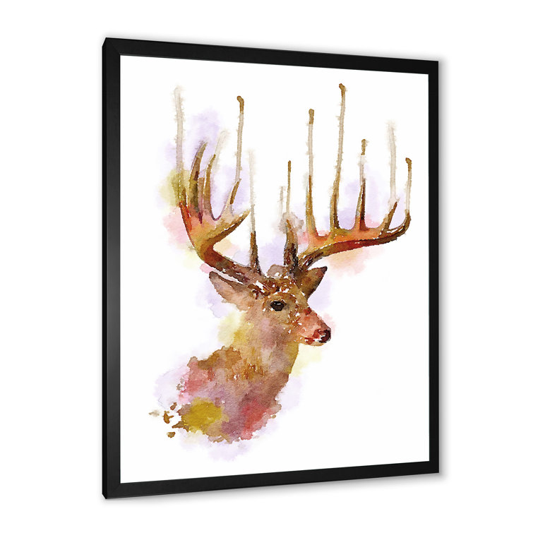 Millwood Pines Deer Watercolor Illustration Framed On Canvas Painting ...