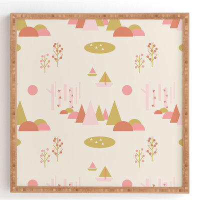 « scandinave summer land 1 », reproduction d’impression sur bois encadrée
