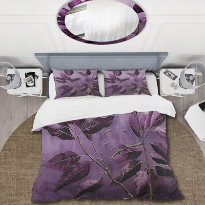 Purple Leaves Plum Precision II - Leaves Duvet Cover Set