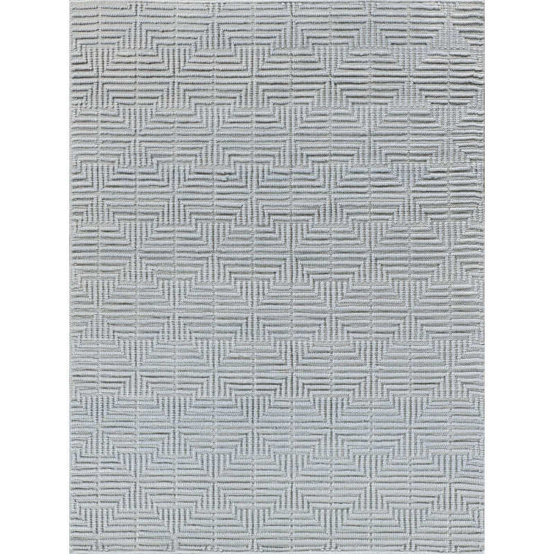 Manzoni Wool Geometric Area Rug in Navy, Rectangle 12' x 15', Gray