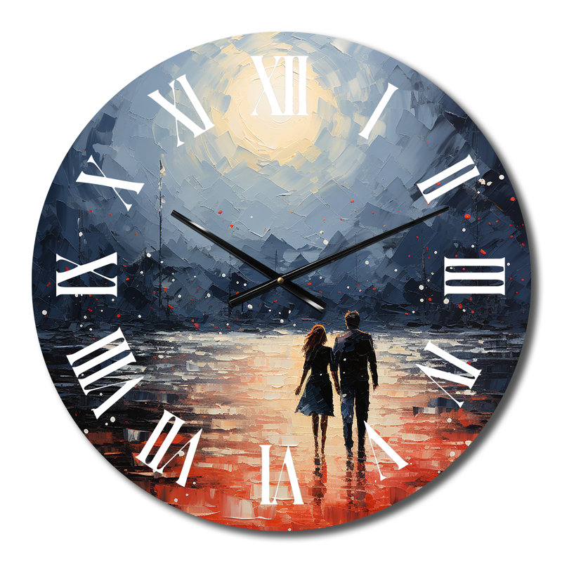 Beach Seaside Romance Pointillism - Horloge murale plage, Moyenne