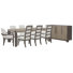 Table de salle à manger à pieds Inzillo avec 6 chaises d'appoint rembourrées, 2 chaises d'appoint et un buffet