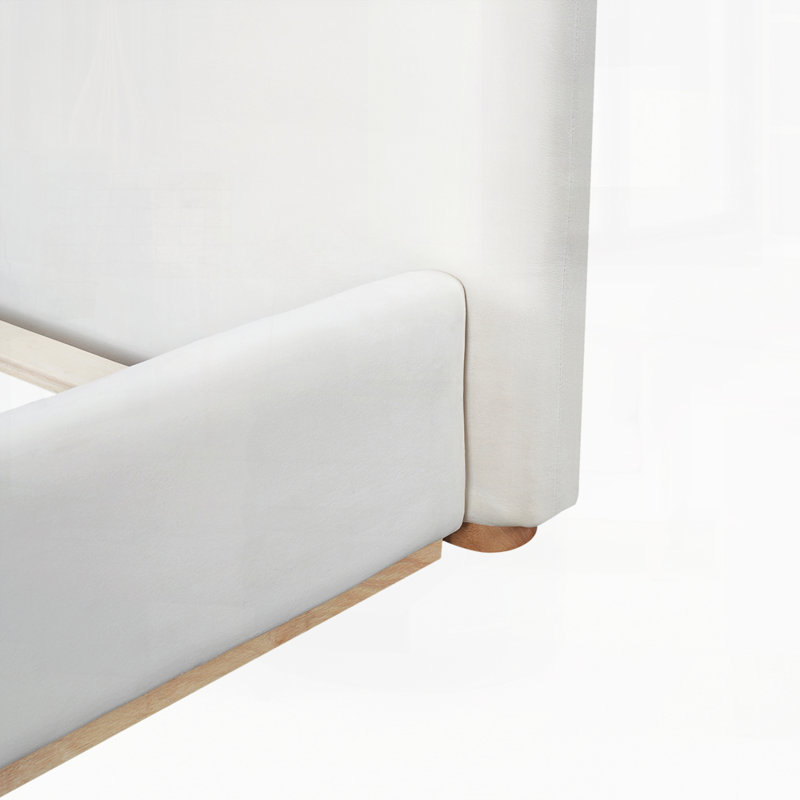 Elegant Upholstered Bed With Solid Wood Frame, King