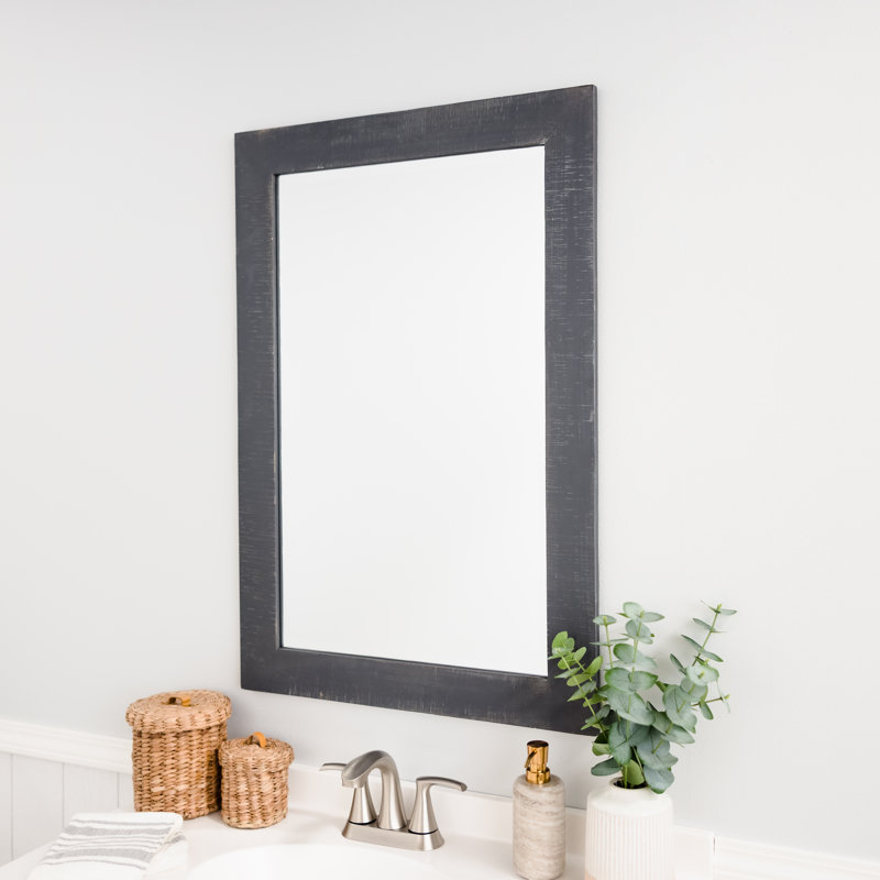 Tiege Rectangular Wood Farmhouse Wall Mirror, 40" H x 30" W x 1" D, Gray