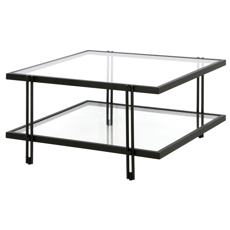 Inez Four Leg Coffee Table with Storage, Black