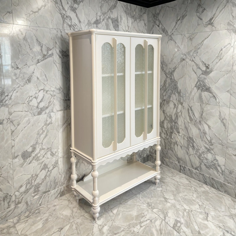 Bibliothèque française de style rétro, (4 tablettes) H 62,2 po x l 34,65 po x P 15,75 po, Blanc