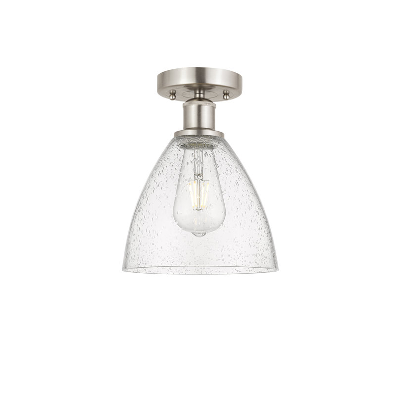 Plafonnier semi-encastré 1 lumière Alleson, H 11,25 po x l 7,5 po x P 7,5 po, Nickel satiné brossé