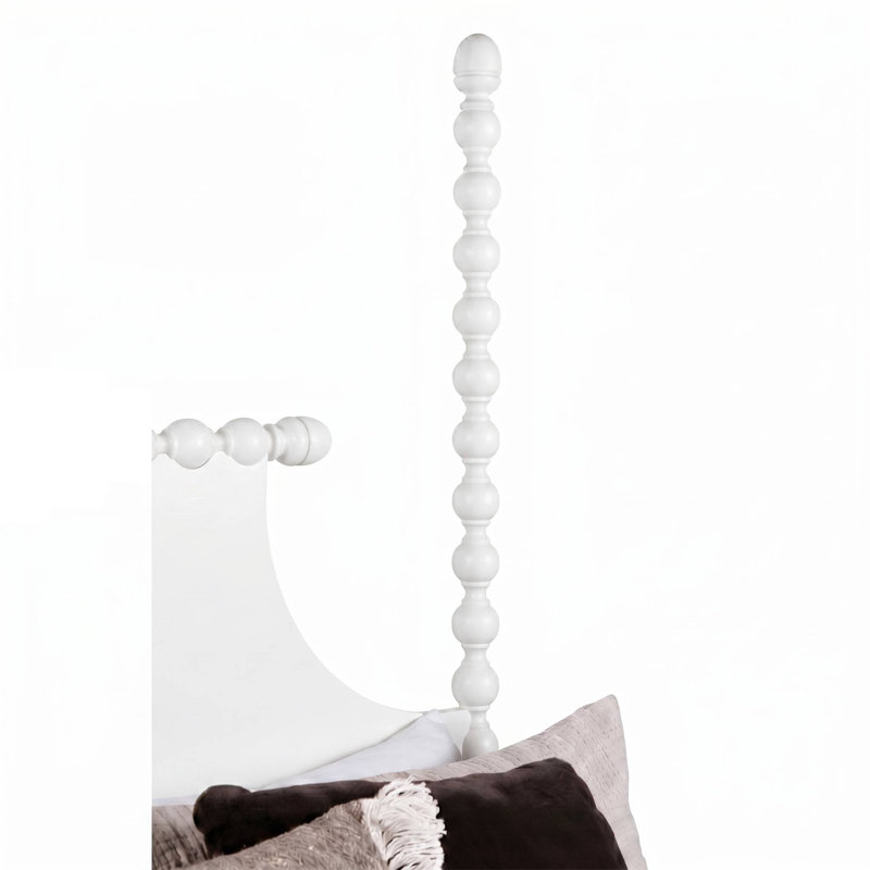 Mary Spindle Four Post Bed, Queen, Frost White