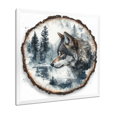 Glendalis, loup en hiver, forêt, paysage de lac II - loup, art mural