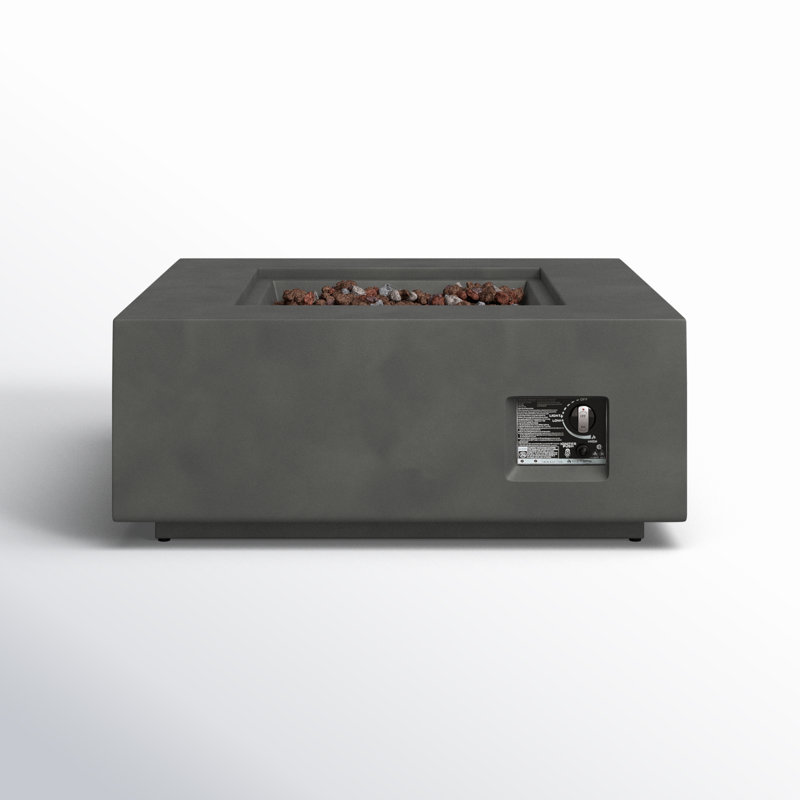 Weathered Slate 40" Square Gas Fire Pit Table