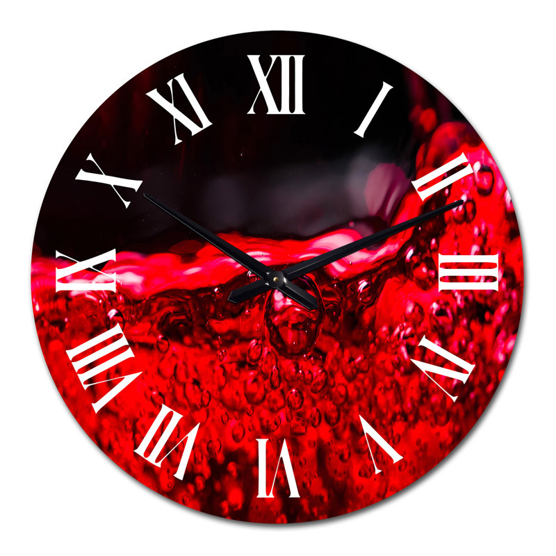 Vin rouge sur fond noir - Horloge ronde en métal, Grand