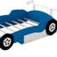 Lit plateforme bleu en forme de voiture de course - et élégant pour votre voiture de chambre à roulettes