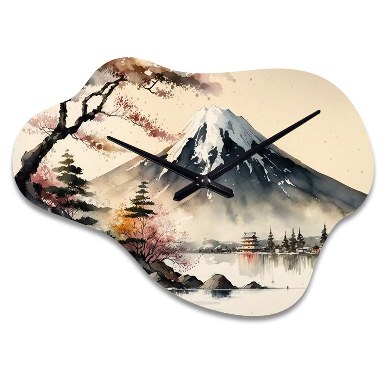 Horloge murale Ansah, paysage japonais en aquarelle II - nuage japonais, Petit