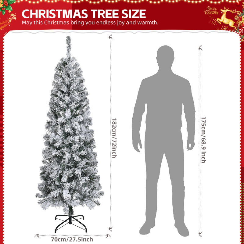 6 pi Arbre de Noël artificiel floqué vert