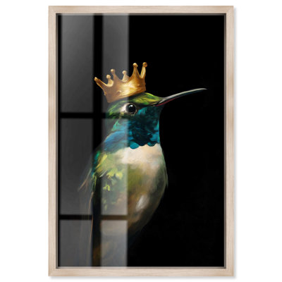 Art mural oiseau couronné azur II Shadowbox