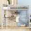 Lit mezzanine double moderne argenté avec bureau et tablette - robuste et sans sommier