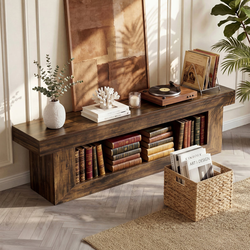 63" Farmhouse Tv Stand With Storage Baskets, Wooden Entertainment Center For 55/60/65 Inches Tvs