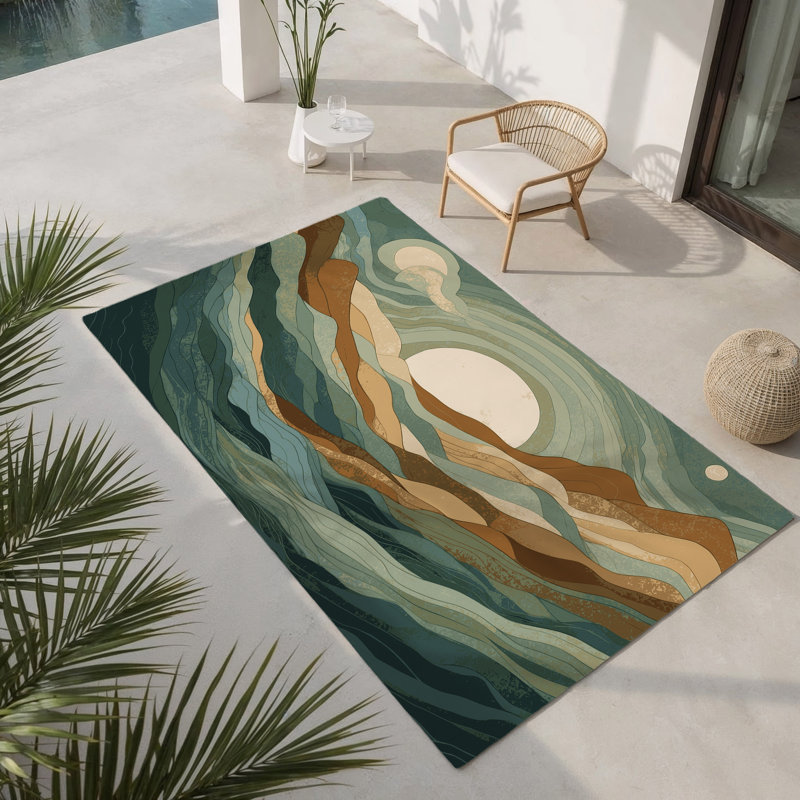 Tapis intérieur et extérieur Starry Tranquility, Rectangle 1 pi 6 po x 2 pi 6 po