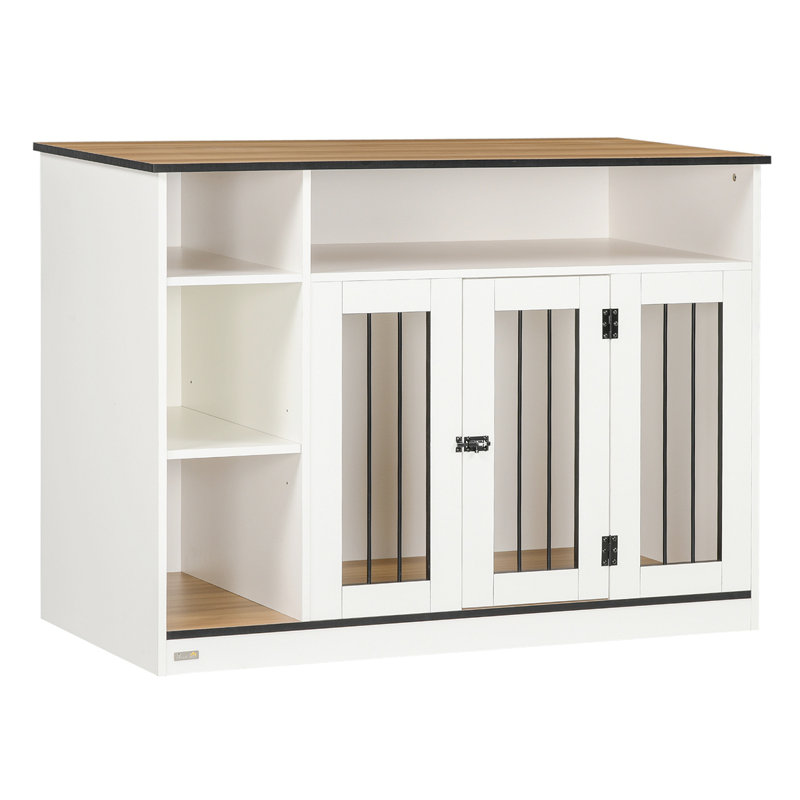 Caisse en acier pour animaux avec 1 porte, Blanc, Moyen (H 34,75 po x l 47,25 po x P 23,5 po)