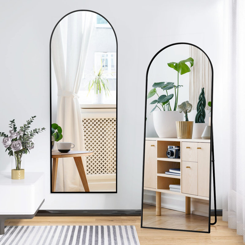 Aluminium Arch Mirror, Black, 164cm x 54cm