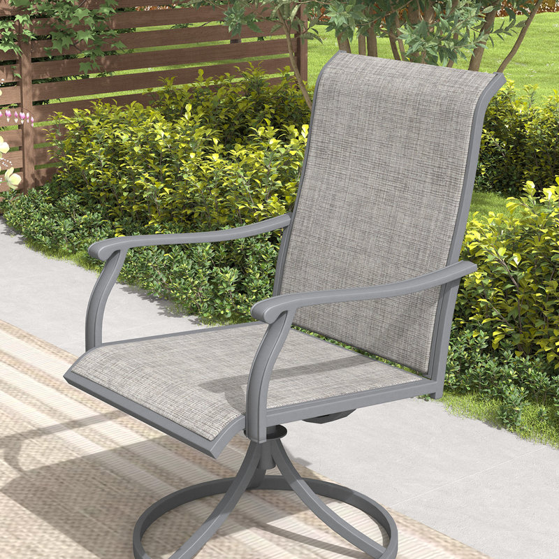 Ensemble repas d'extérieur avec table carrée pour 4 personnes et chaises pivotantes, Gris