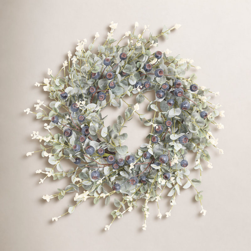 Couronne de porte artificielle 26 po, Vert/bleu