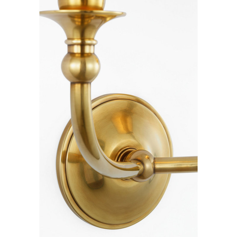 Embers 12" Double Sconce with Silk Box Pleat Shades, Natural Brass