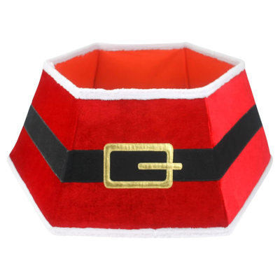 26" Buffalo Plaid Christmas Tree Collar, Red & Black Skirts, Ring For Holiday Party & Home Decor