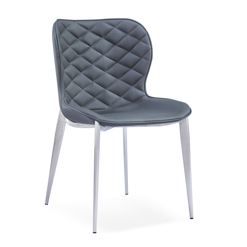 Stacia 18'' H Upholstered Metal Side Chair, Gray, Stainless Steel