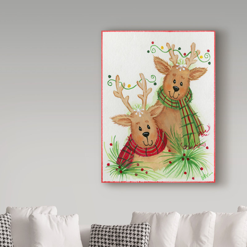 «Reindeer With Scarves», art sur toile, H 47 po x l 35 po x P 2 po