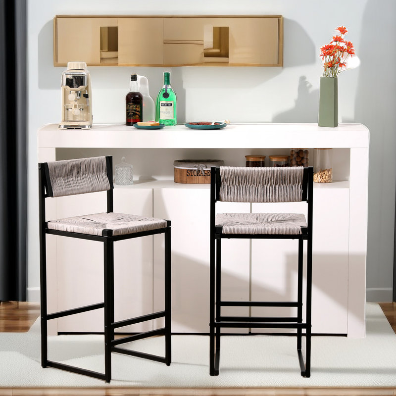 Direne Wicker Counter Stool, Gray