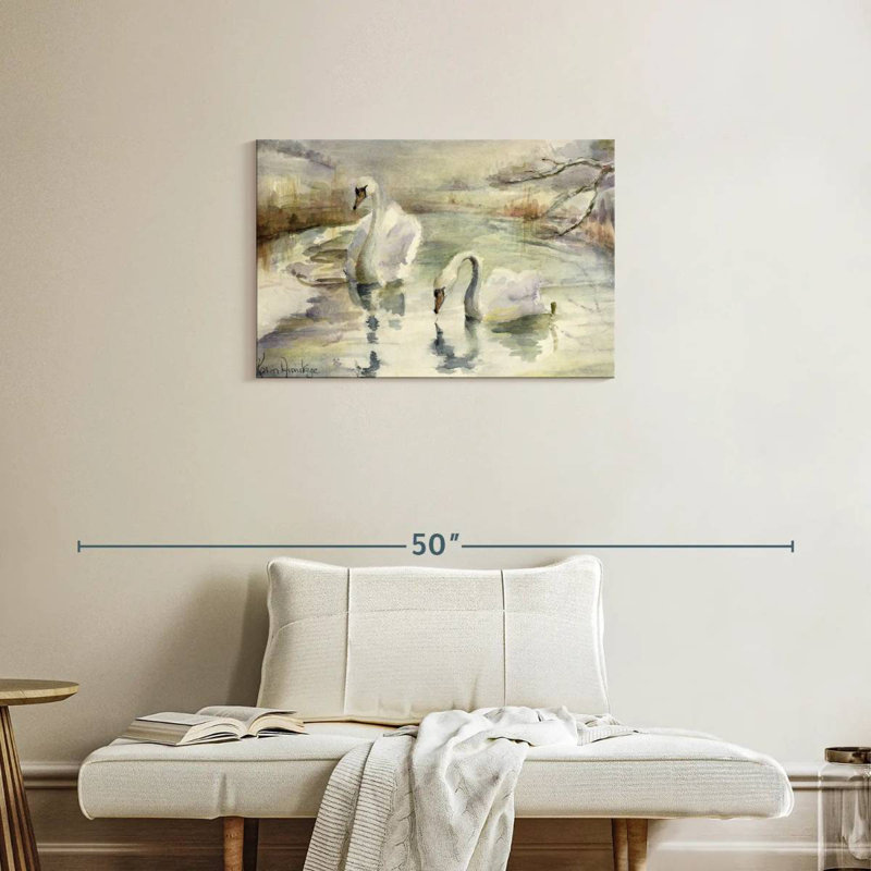Swans In Winter, 20" H x 30" W