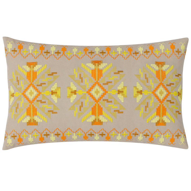 Kalina Geometric Rectangular Throw Cushion, Yellow