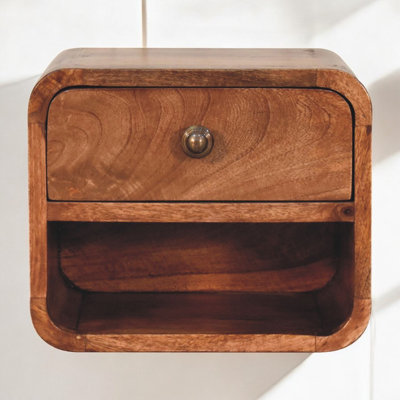 Mini Curved California Wall Mounted Bedside With Open Slot