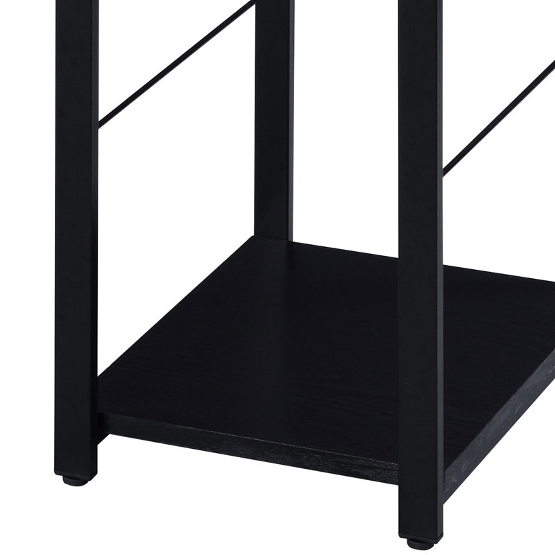 Bureau d'écriture noir à 2 tablettes pour des tâches de bureau efficaces - construction stable, moderne avec rangement pratique et élégant