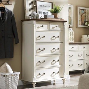 Helmick Farmhouse 6 Drawers Dresser  with 4 Solid Wood Feet for Bedroom,Tall Storage Dressers for Bedroom, Living Room