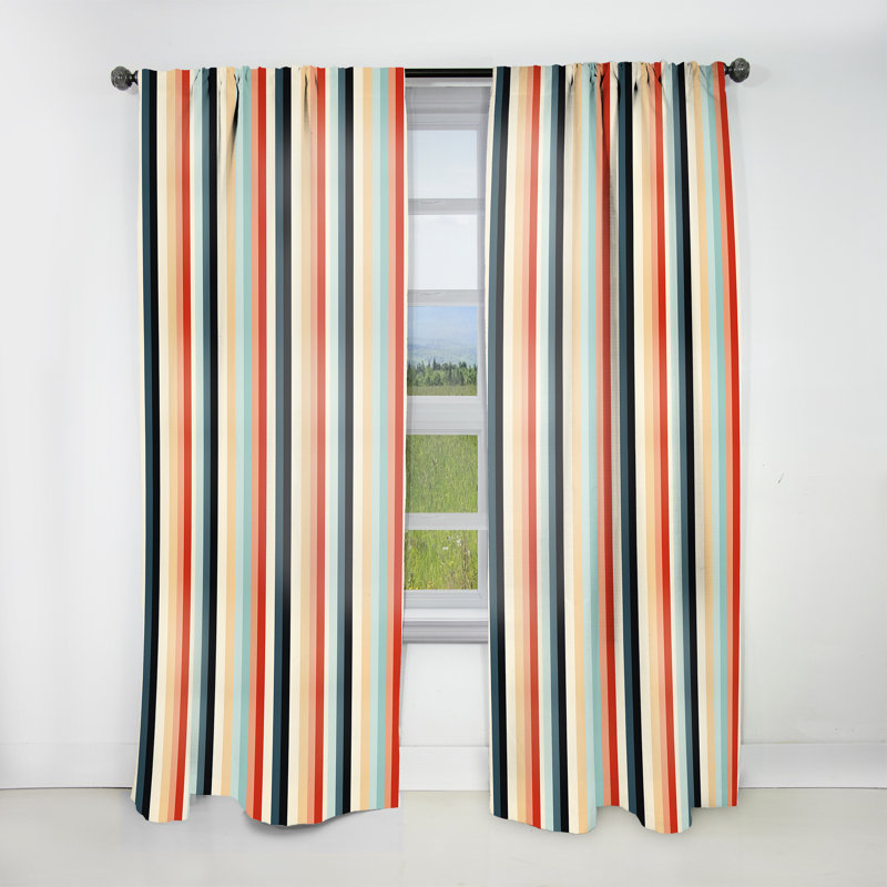 Colorful Nostalgia Striped Motif I - Rideau à rayures - Rideau à rayures obscurcissant - 1 panneaux, L 52 po x L 90 po