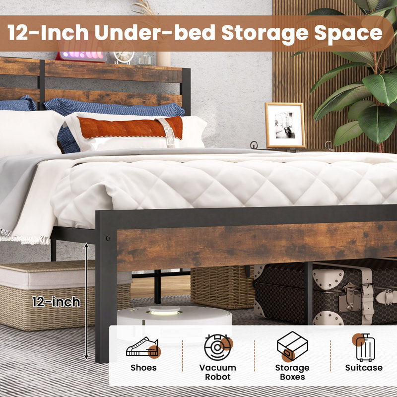 Rislin Metal Slat Bed, Queen