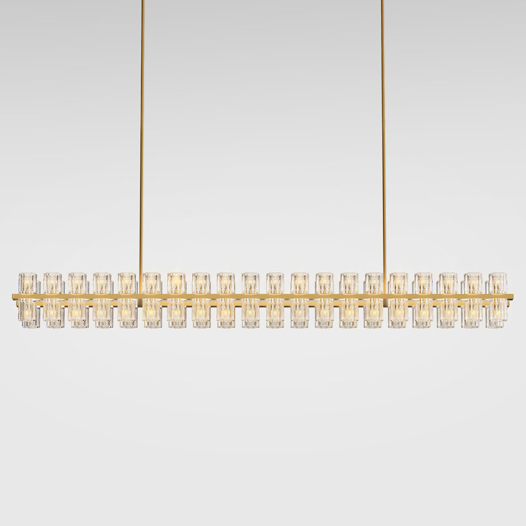 80-Light 72"L Dimmable Square / Rectangle Crystal Cup Chandelier with Crystal Accents(Bulbs Included)