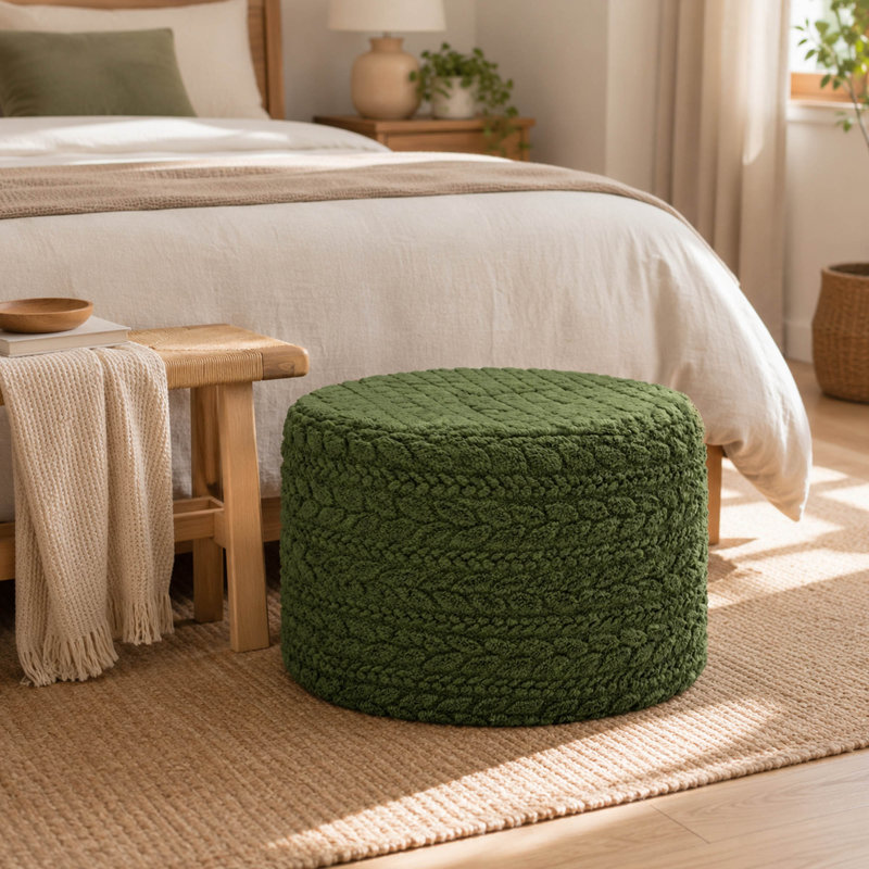 Repose-pieds rond en mousse, repose-pieds polyvalent, polyester, Vert