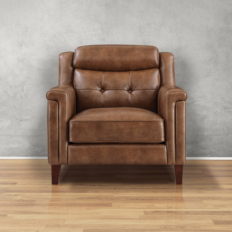 Fauteuil rétro en cuir pleine fleur