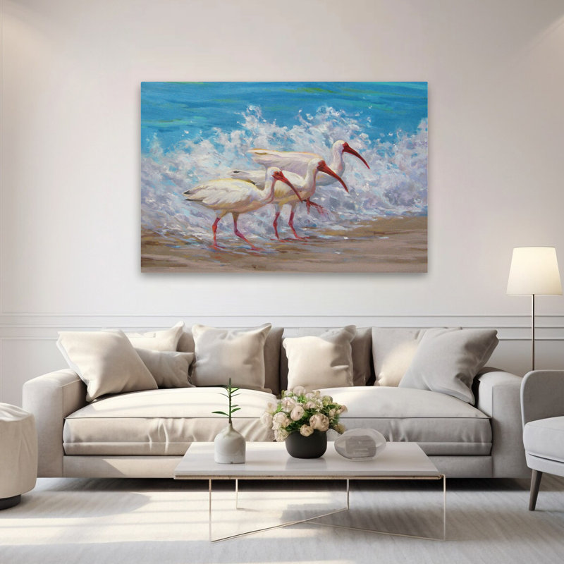 Surf, pêche, animaux, oiseaux, nature, art animalier, H 40 po x l 60 po