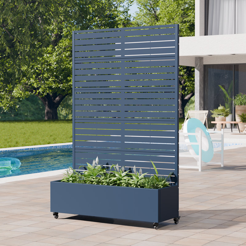 Boîte à fleurs en treillis avec treillis 72 x 47 po, Bleu, 72" H x 47" W x 16" D