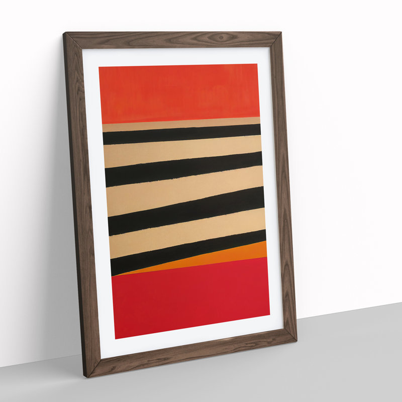 Retro Abstract Art No.2 - Wall Art, 36cm H x 27cm W, Walnut Framed, White