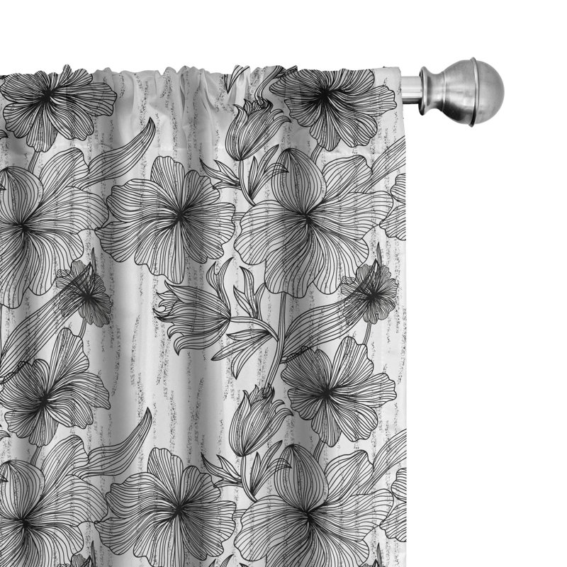 Floral Semi-Sheer Rod Pocket Curtain Panels, 28" x 63"