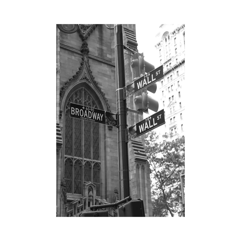 Wall Street Signs (New York City) 1 Piece Wrapped Canvas Wall Art, 20.32 cm H x 30.48 cm W