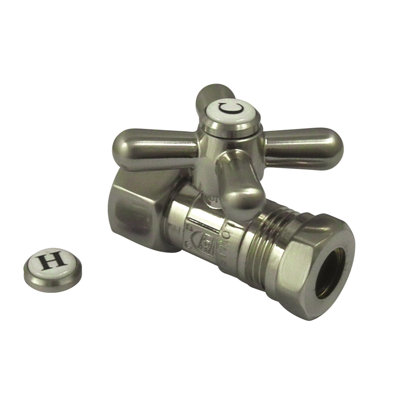 Kingston Brass Vintage 1/2-Inch FIP x 1/2 or 7/16-Inch Slip Joint Quarter-Turn Straight Stop Valve