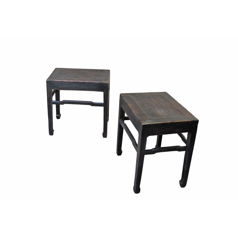 Pair of 19th Century Black Lacquered Side Tables
