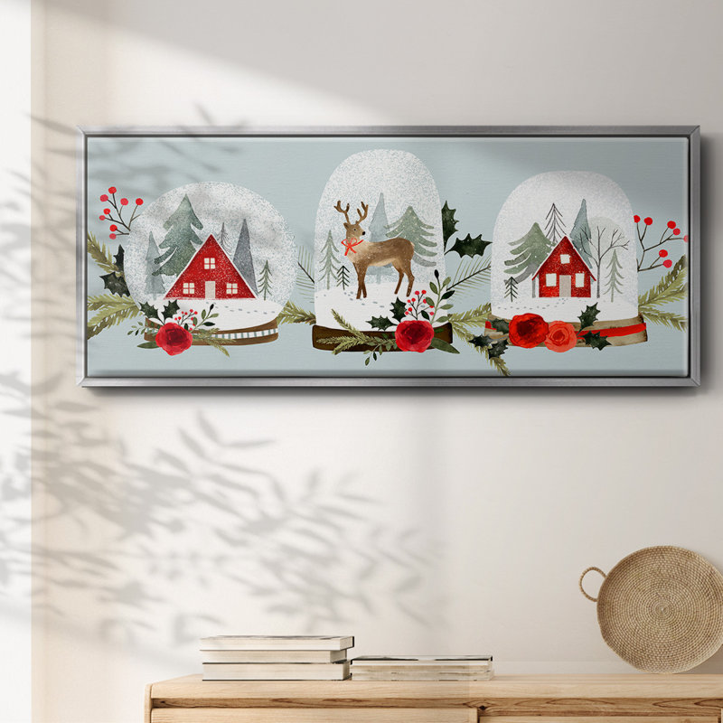 Snow Globe Village Collection D- Framed Canvas