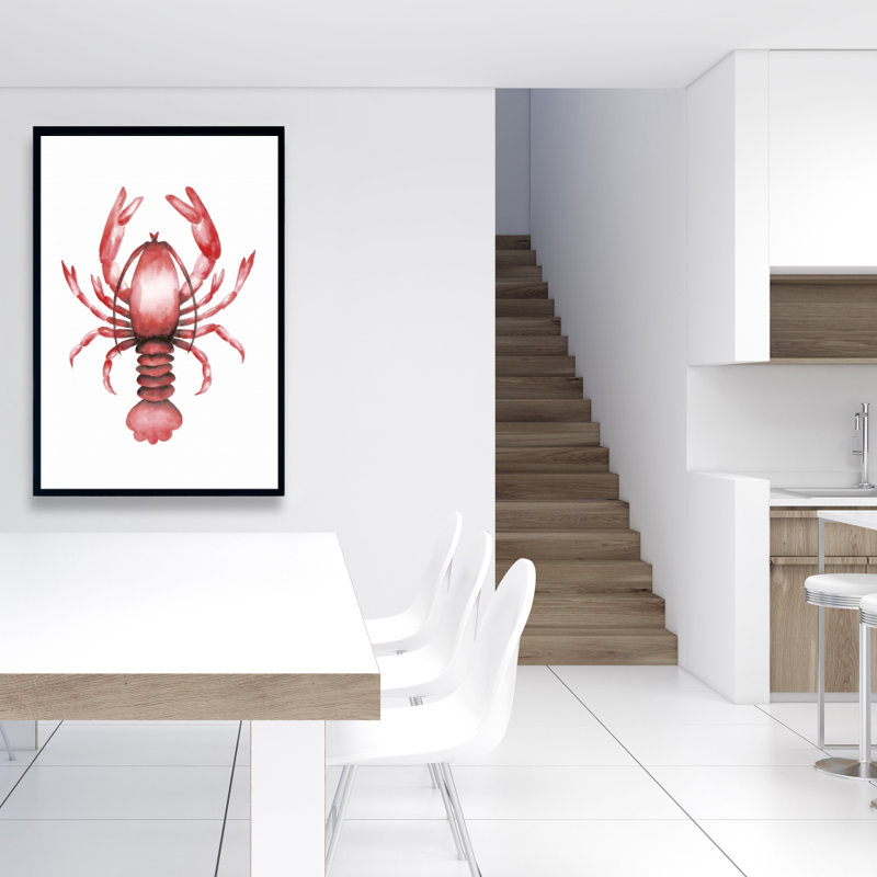 Homard, reproduction sur toile, H 36 po x l 24 po, Toile encadrée noire